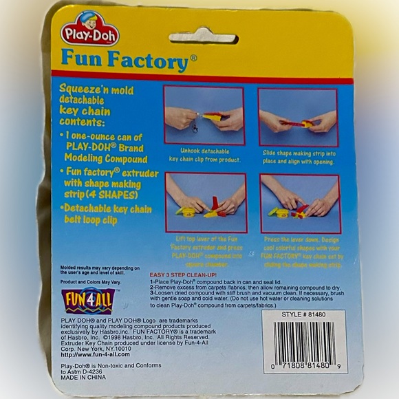 VTG 1998 HASBRO PURPLE PLAY DOH FUN FACTORY KEYCHAIN MINIATURE SHAPE MAKER TOY - Picture 2 of 4